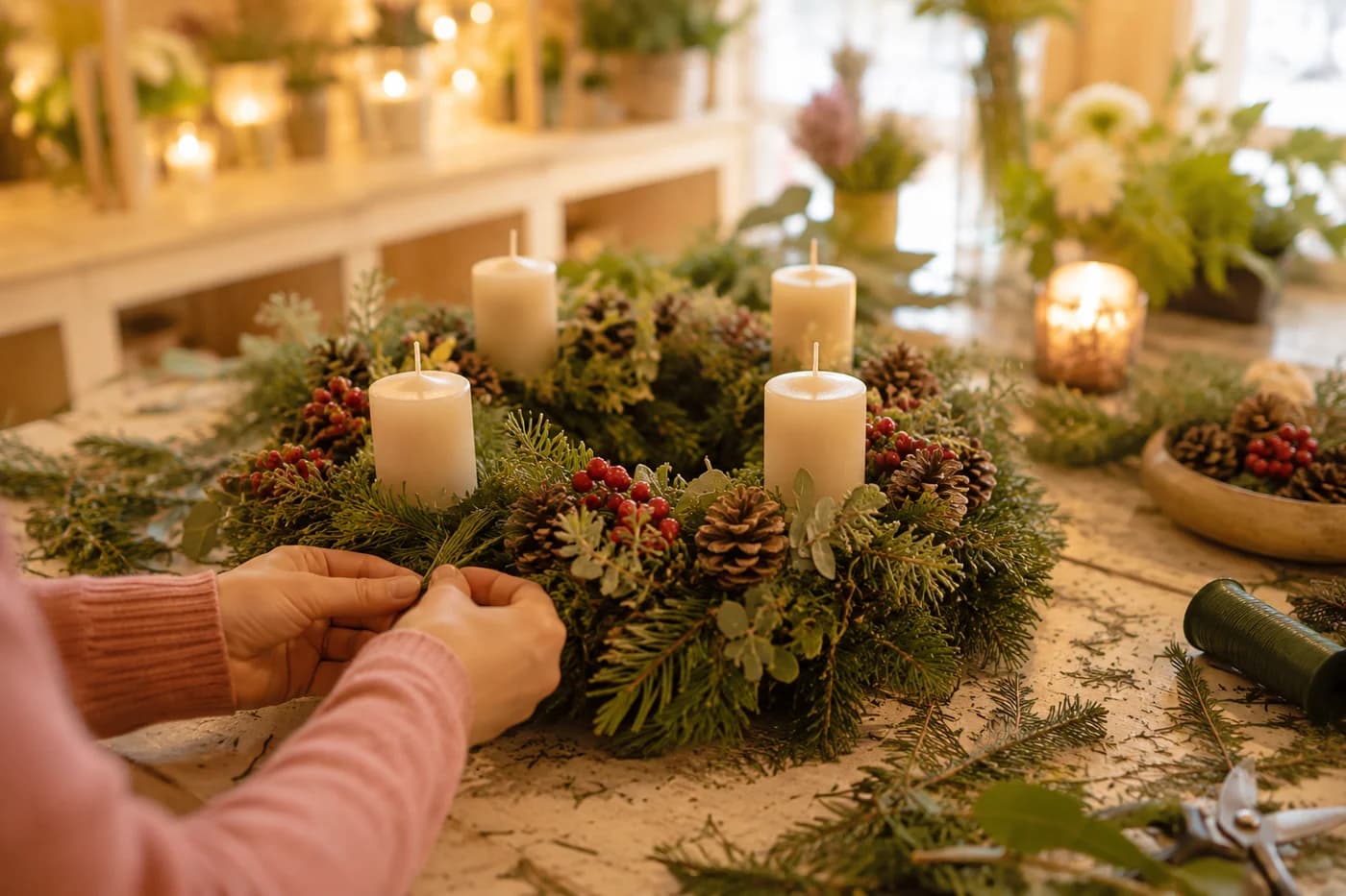 Adventskranz binden bei Pusteblume Halle (Saale)
